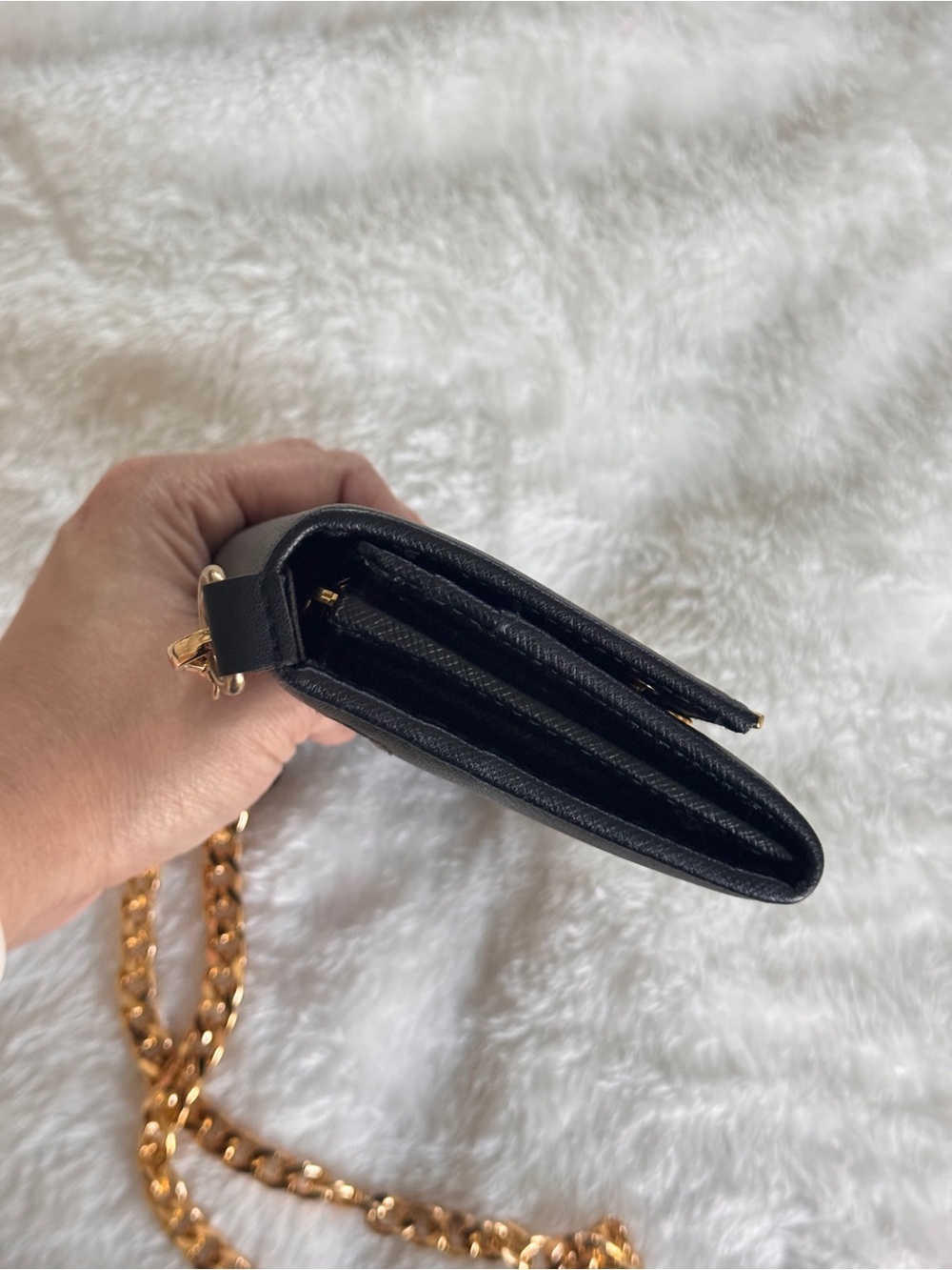 Authentic Prada Black Saffiano Leather Shoulder Bag with Gold Chain - Picture 7 of 14